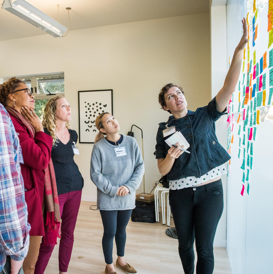 Sarah facilitates a design thinking workshop.
