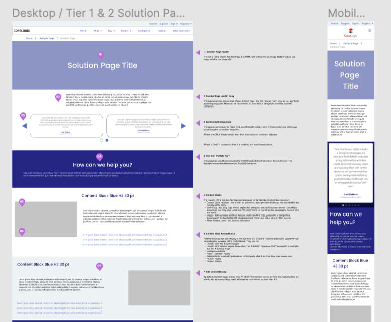 A sample of CoreLogic lo-fi wireframes.