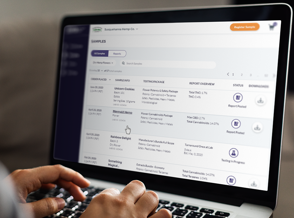 The Zera Hemp Labs accounts portal.