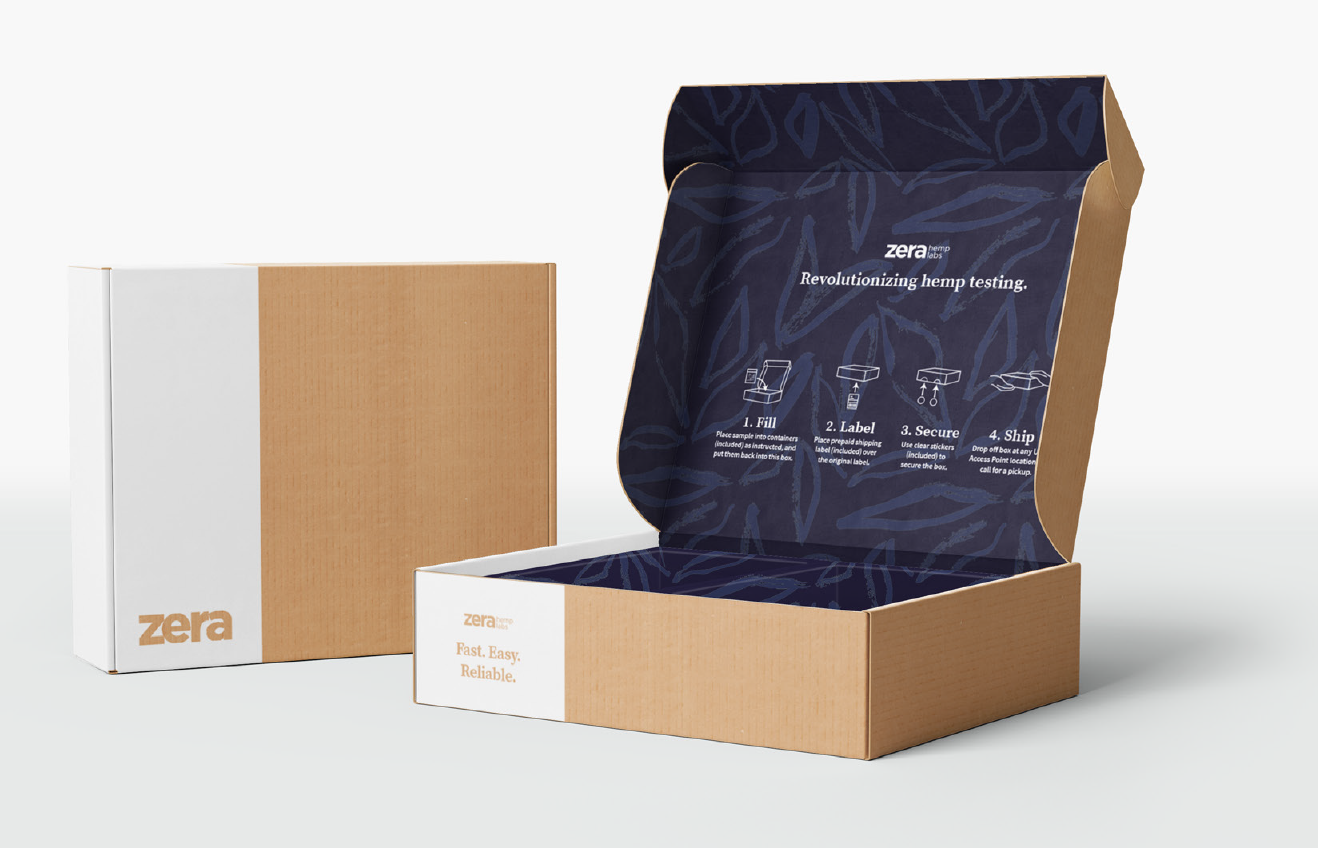 A capture of the Zera Hemp Labs shipping kit experience.